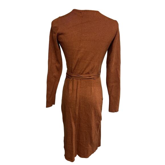 Abercrombie & Fitch Sweater Wrap Dress Size Medium Brown Office Career - Picture 3 of 7
